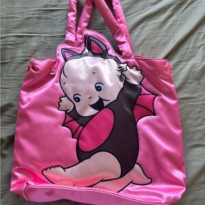 XL silk kewpie Halloween bat Pink Tote Bag